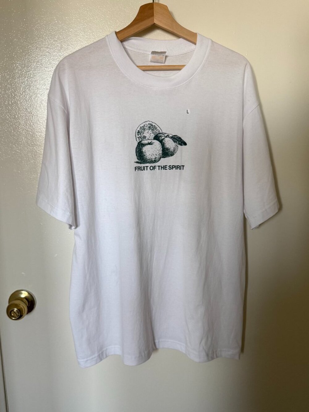 NEW Made White Fruit of The Spirit Graphic Print Crew Neck T Shirt L
